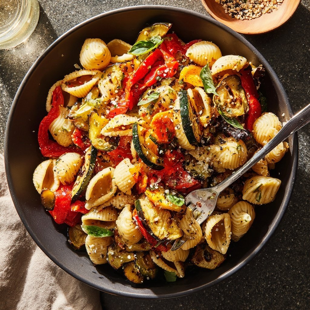 Mediterraner Nudelsalat Mit Gegrilltem Gemüse