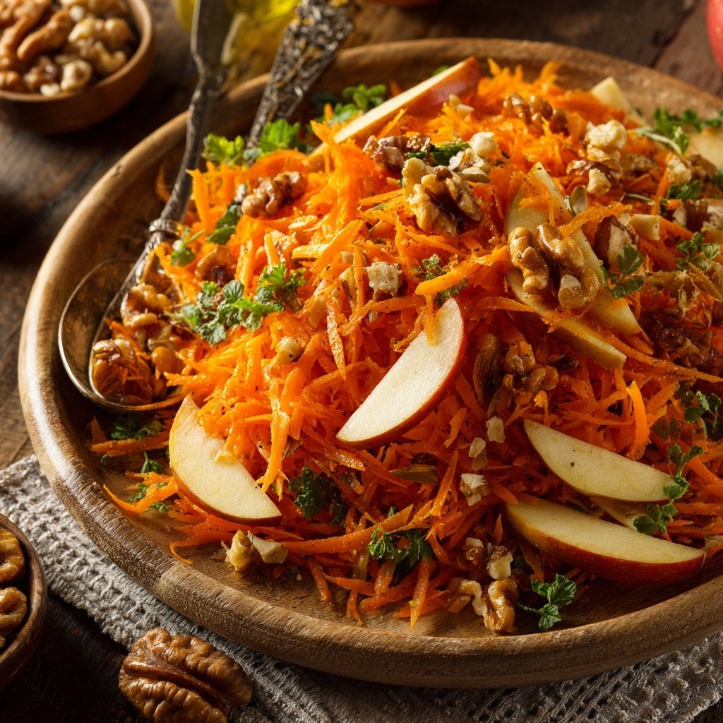 Karotten Salat Mit Apfel Und Nüssen