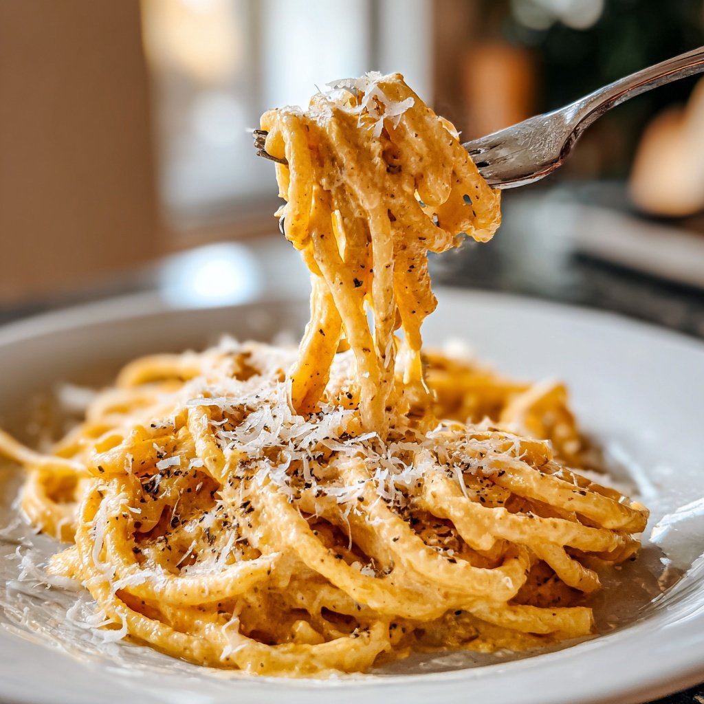 Romantische Pasta mit Sahnesauce und Parmesan