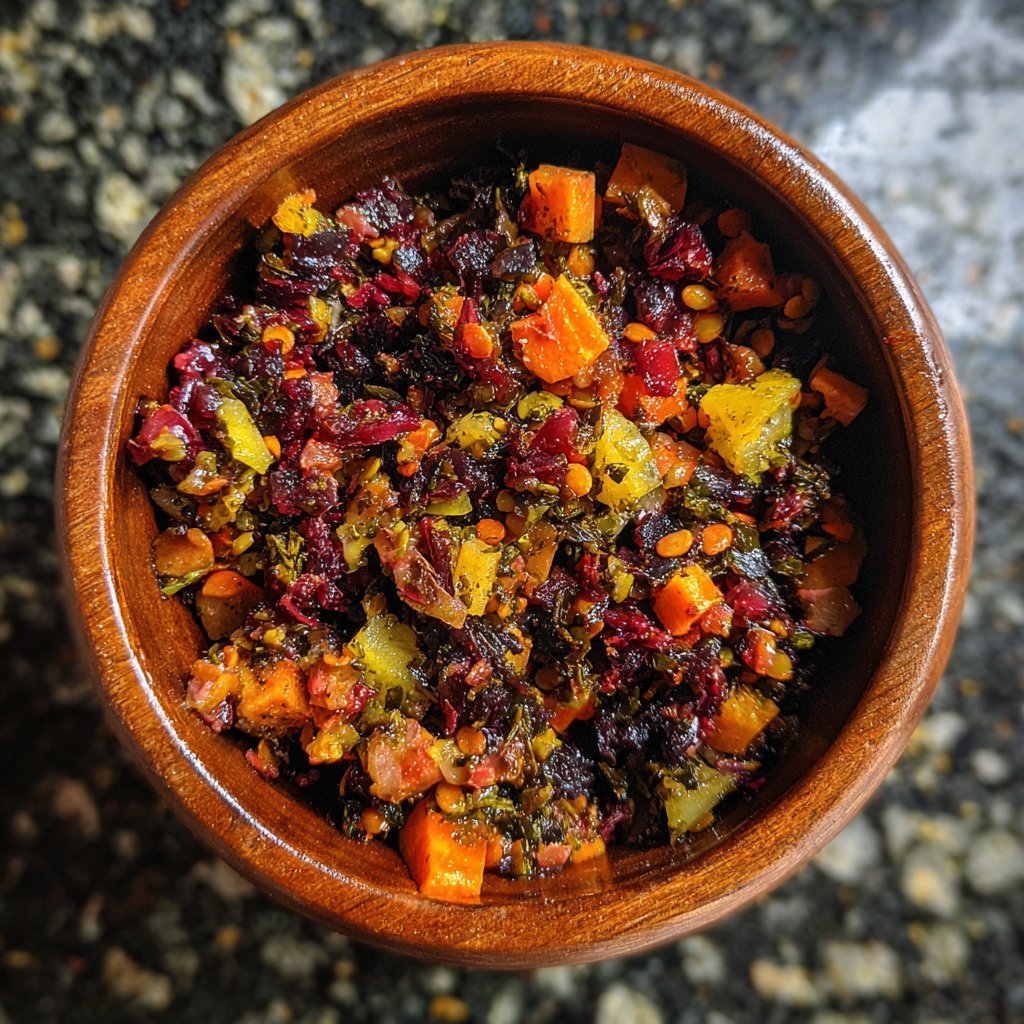 Mittagessen mit Linsensalat