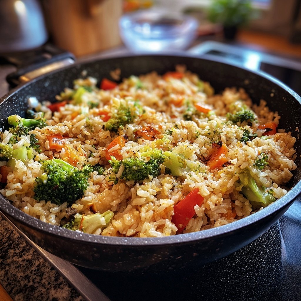 Kalorienarme Reispfanne Mit Brokkoli