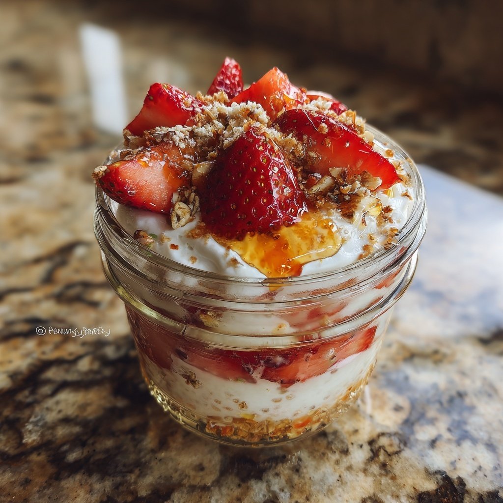 Erdbeer-Sahne-Nachtisch-Haferflocken