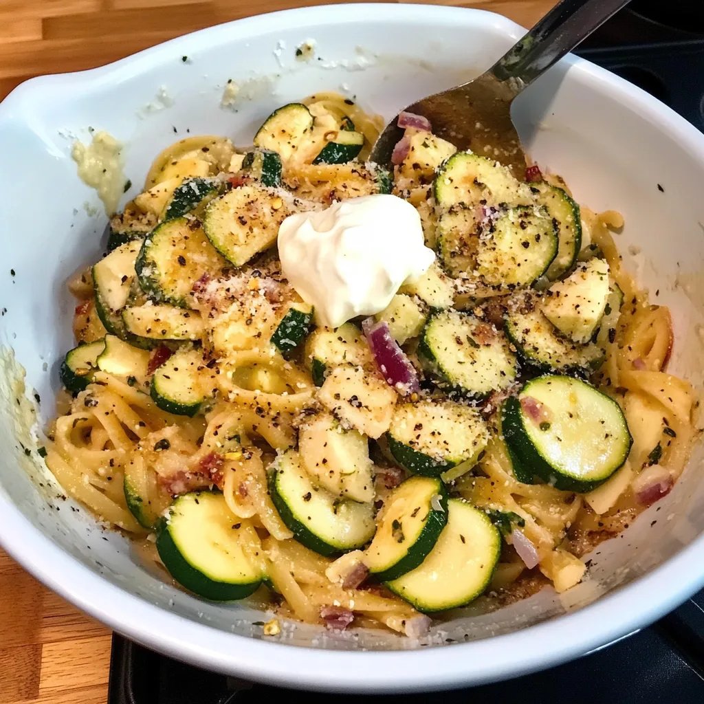 One Tray Creamy Zucchini Pasta